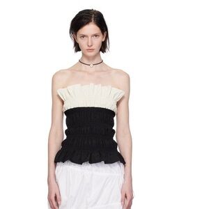 Elegant Black and White Strapless Top